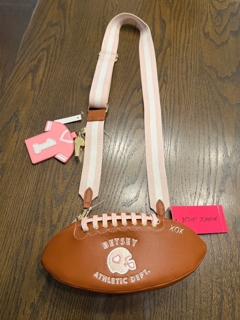 NWT - Betsey Johnson Game Day Football Crossbody Bag Dream Big Score Bigger